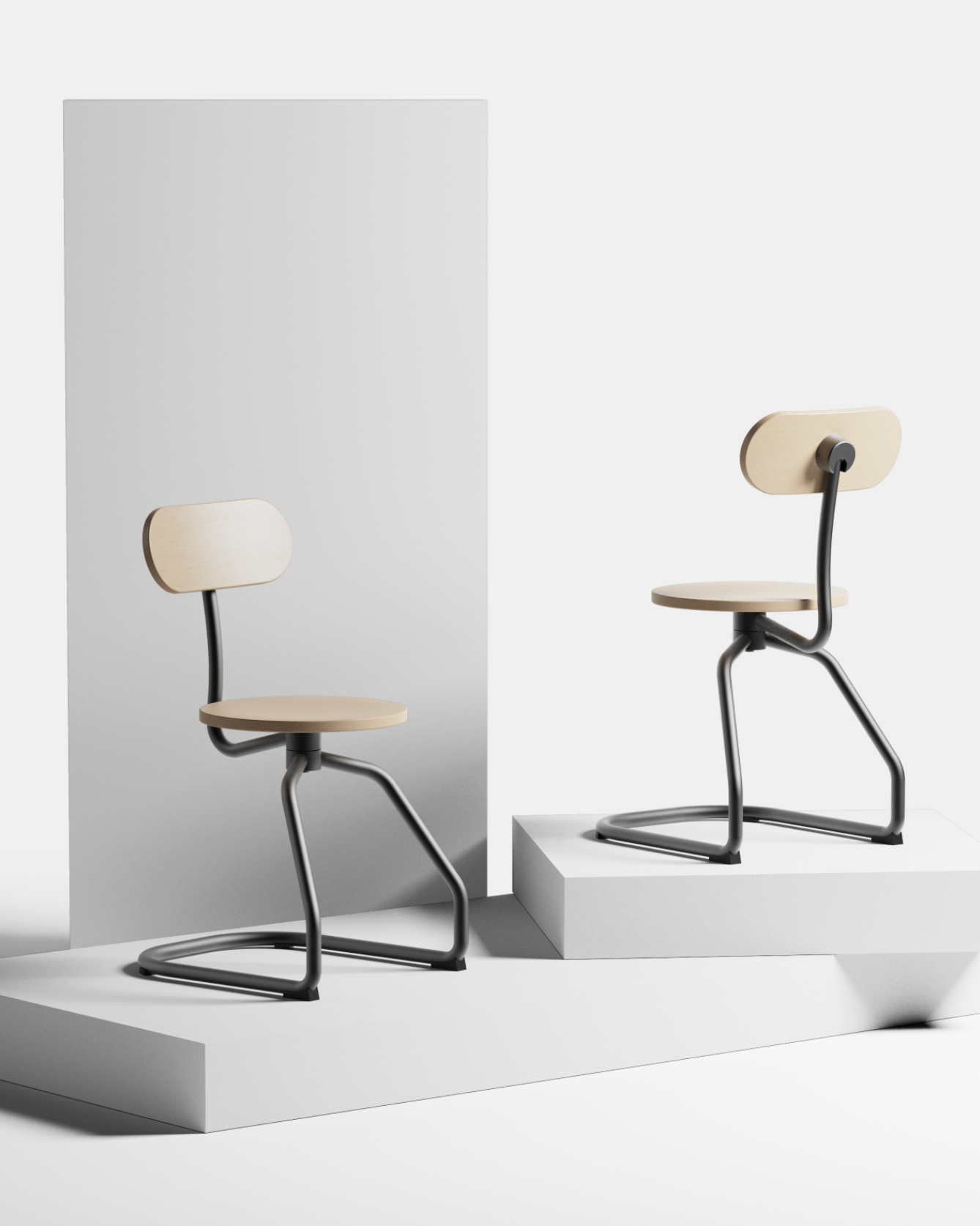 chair product industrial design ecal Stéfanie Kay design active sitting wood metal back pain comfortable